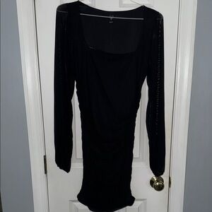 Windsor Black Ribbed Long Sleeve Bodycon Dress